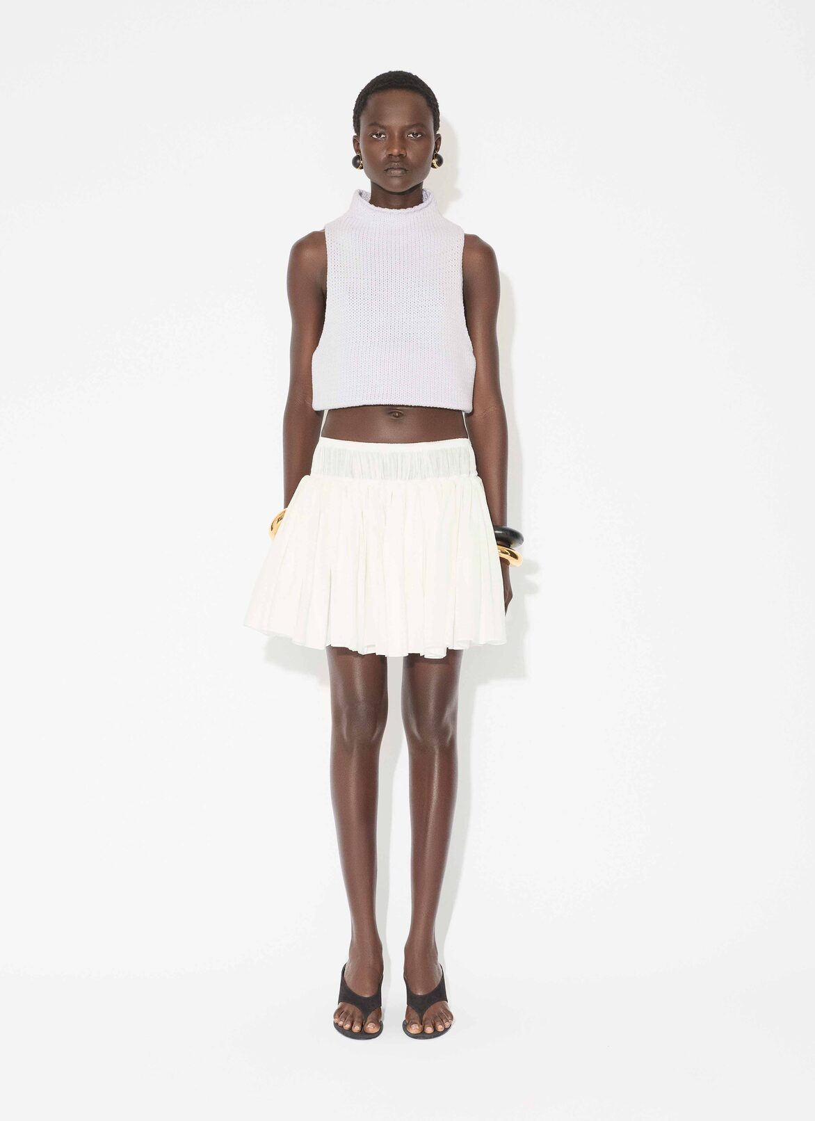 CHUNKY KNIT SLEEVELESS SWEATER ALAÏA WHITE CHUNKY KNIT SLEEVELESS SWEATER